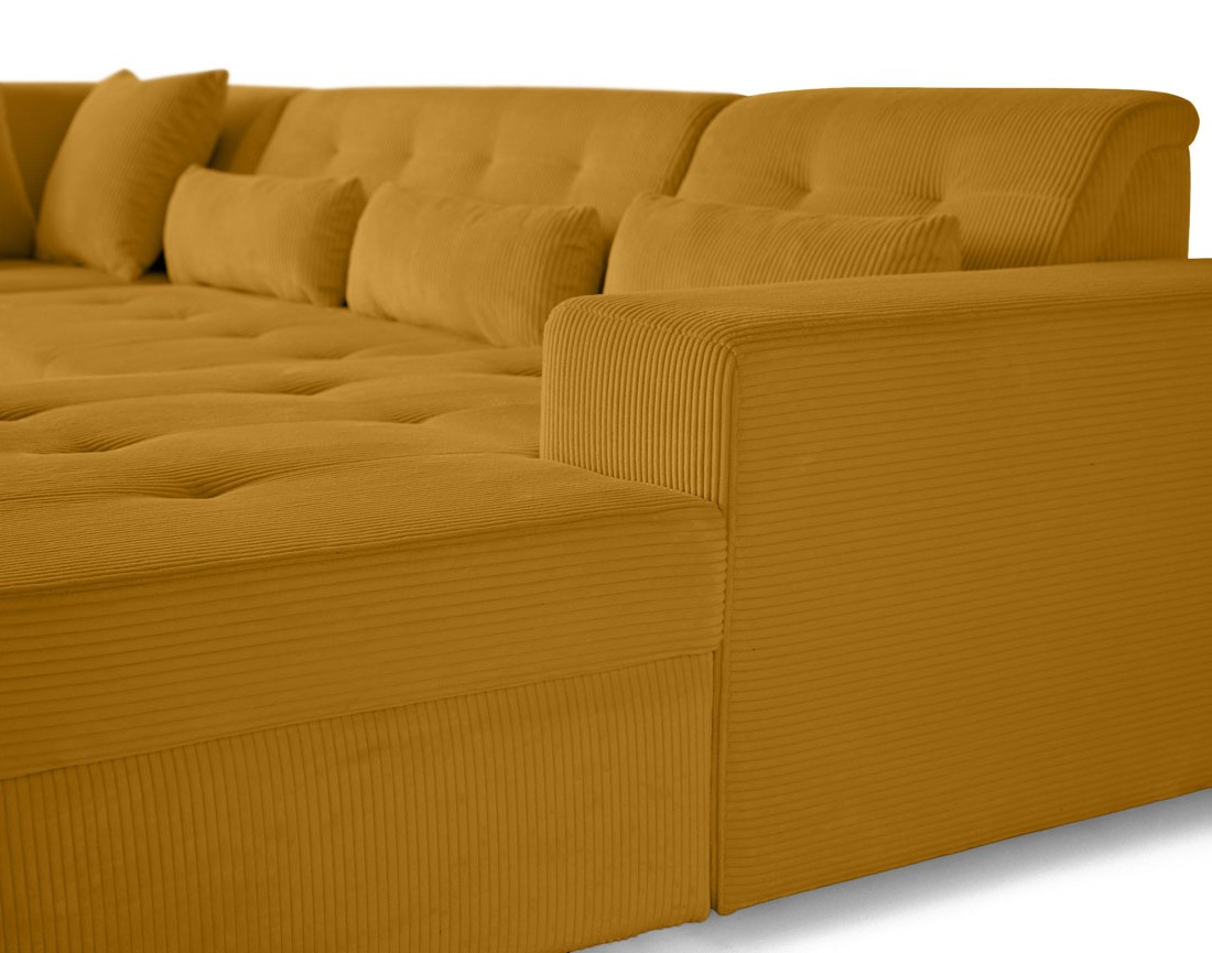 Canapé panoramique d'angle gauche 7 places en velours côtelé Vermont