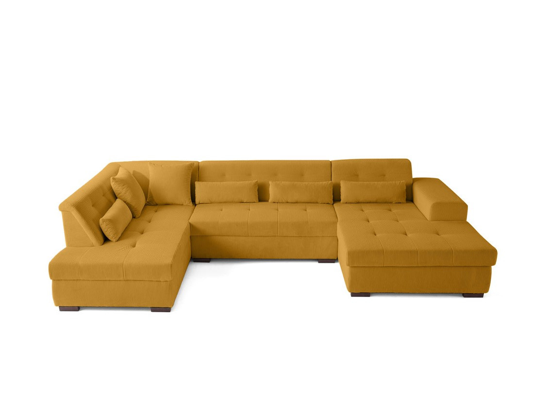 Canapé panoramique d'angle gauche 7 places en velours côtelé Vermont
