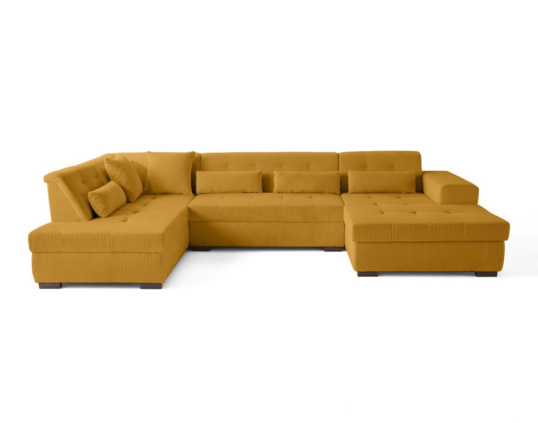 Canapé panoramique d'angle gauche 7 places en velours côtelé Vermont