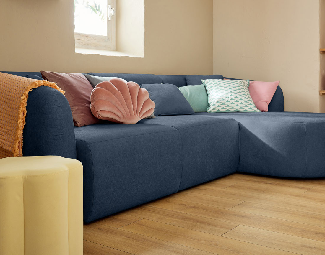 Canapé modulable d'angle droit 4 places en tissu Ikare