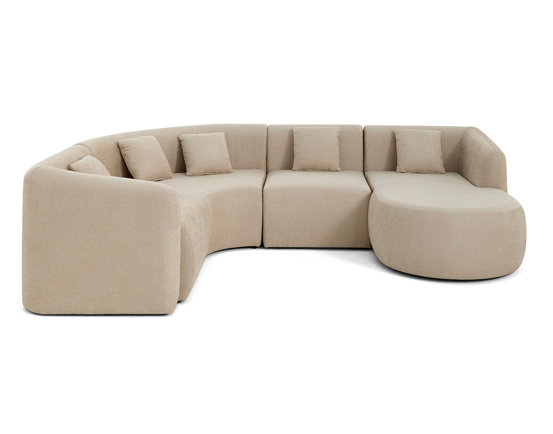 Canapé modulable d'angle droit 5 pl, méridienne, tissu Ikare