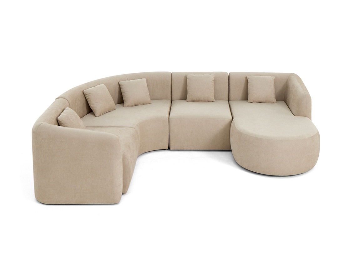 Canapé modulable d'angle droit 5 pl, méridienne, tissu Ikare