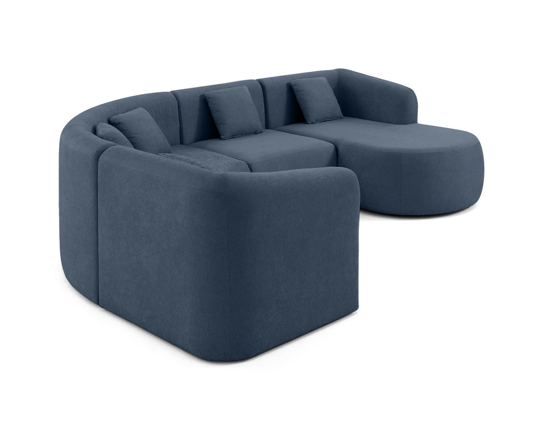 Canapé modulable d'angle droit 5 pl, méridienne, tissu Ikare