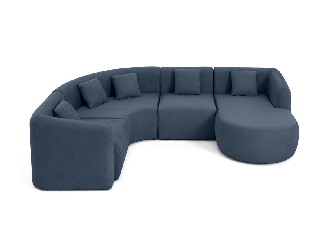Canapé modulable d'angle droit 5 pl, méridienne, tissu Ikare