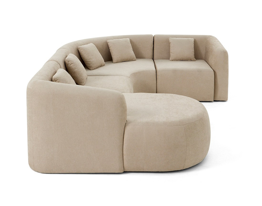 Canapé modulable d'angle gauche 5 pl, méridienne, tissu Ikare