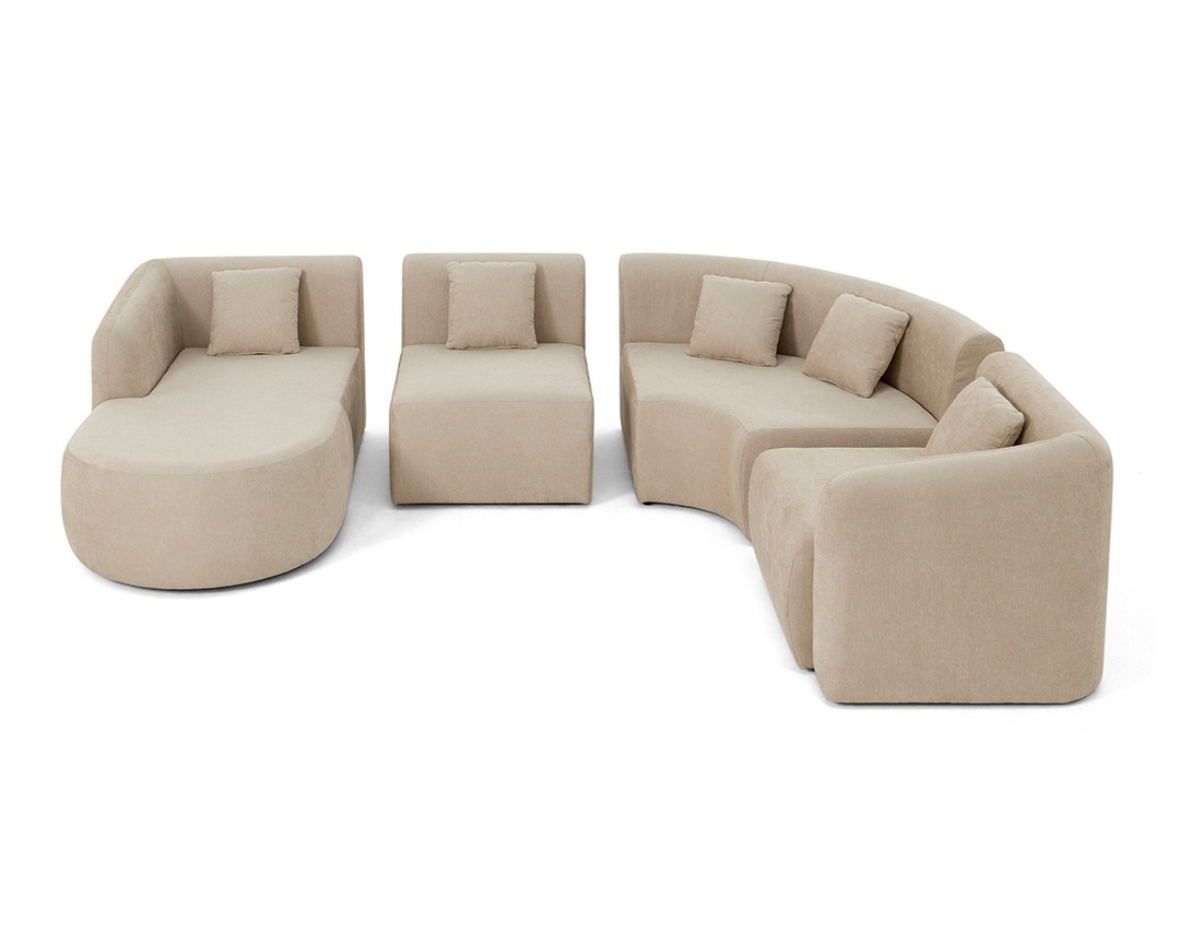 Canapé modulable d'angle gauche 5 pl, méridienne, tissu Ikare