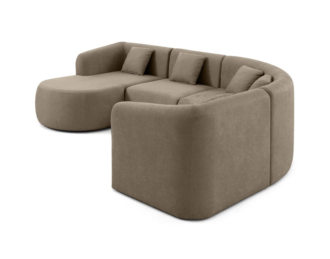 Canapé modulable d'angle gauche 5 pl, méridienne, tissu Ikare