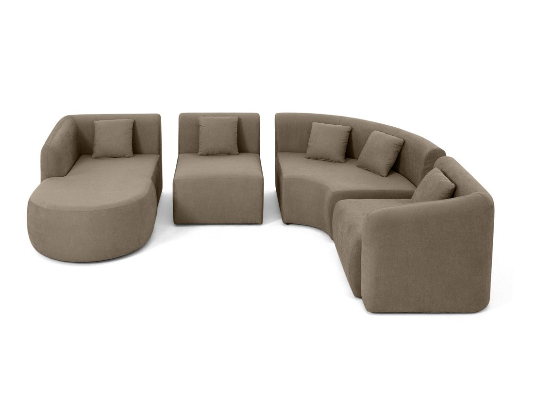 Canapé modulable d'angle gauche 5 pl, méridienne, tissu Ikare