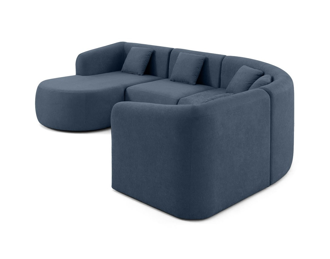 Canapé modulable d'angle gauche 5 pl, méridienne, tissu Ikare