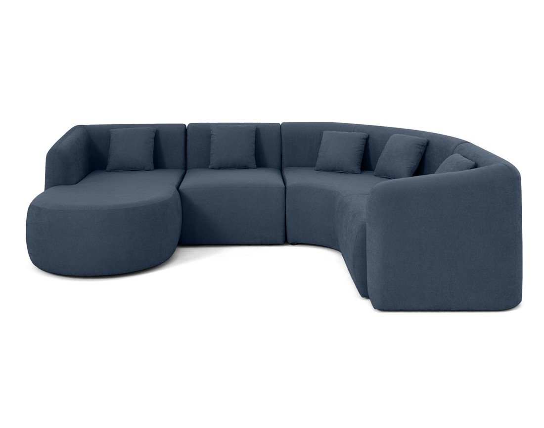 Canapé modulable d'angle gauche 5 pl, méridienne, tissu Ikare