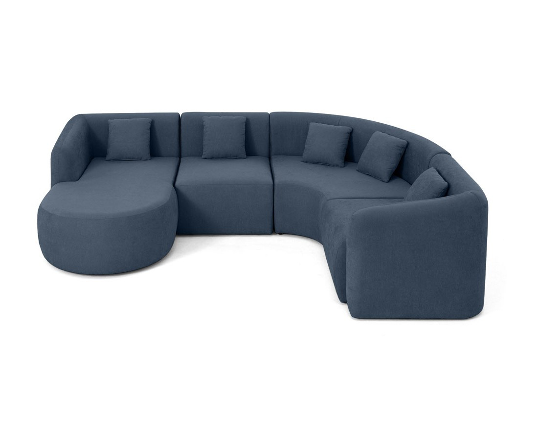 Canapé modulable d'angle gauche 5 pl, méridienne, tissu Ikare