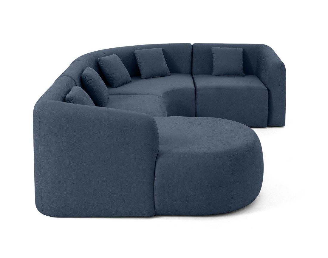 Canapé modulable d'angle gauche 5 pl, méridienne, tissu Ikare