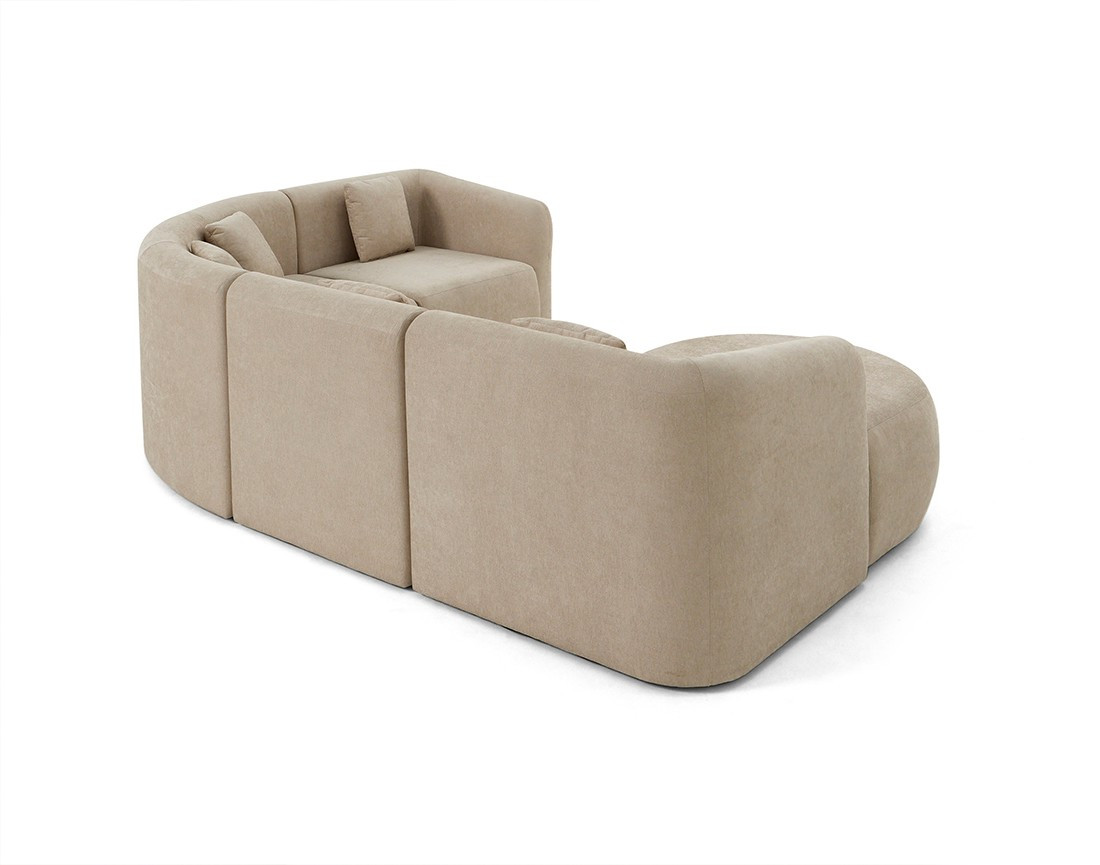 Canapé modulable d'angle gauche 5 pl, méridienne, tissu Ikare