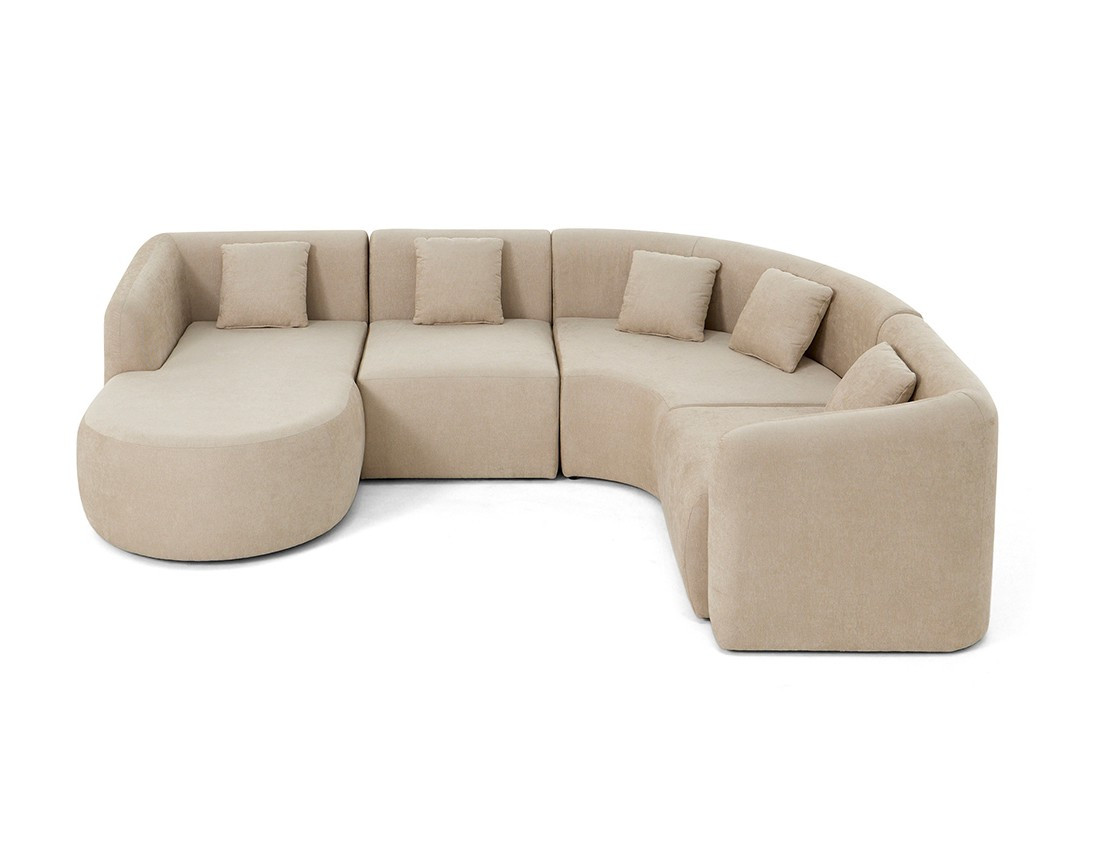 Canapé modulable d'angle gauche 5 pl, méridienne, tissu Ikare