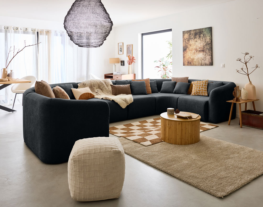 Module d'assise sans accoudoirs en tissu Ikare