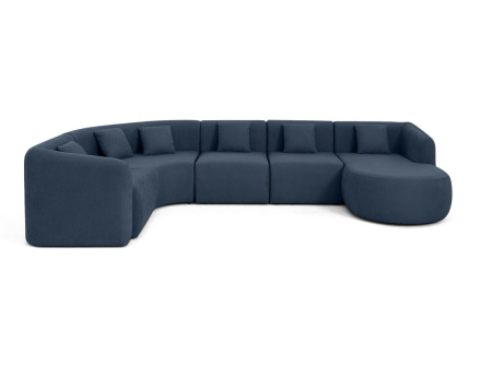 Canapé modulable d'angle droit, 6 places en tissu Ikare