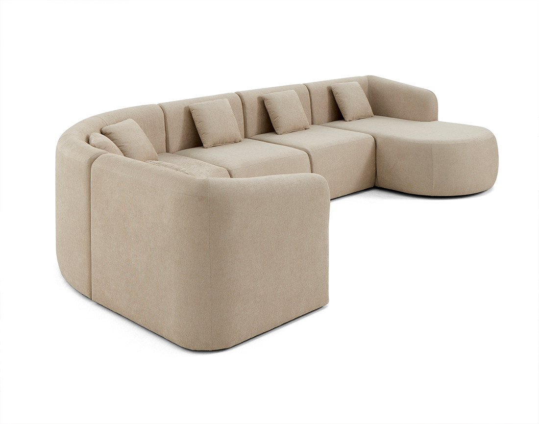 Canapé modulable d'angle droit, 6 places en tissu Ikare