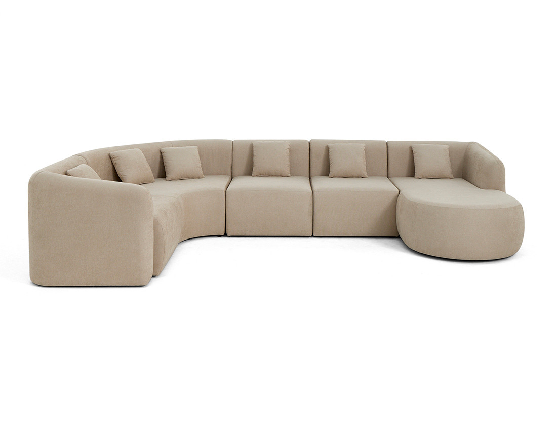 Canapé modulable d'angle droit, 6 places en tissu Ikare