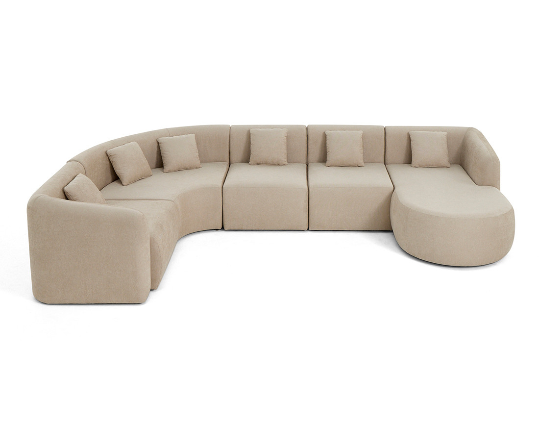 Canapé modulable d'angle droit, 6 places en tissu Ikare
