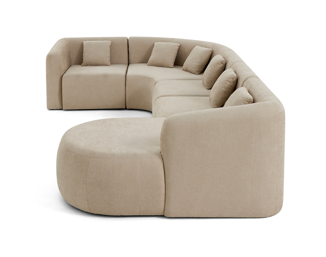 Canapé modulable d'angle droit, 6 places en tissu Ikare