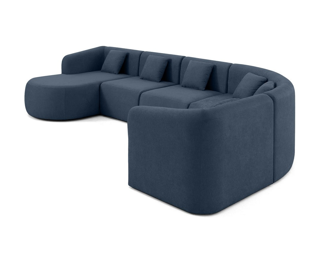 Canapé modulable d'angle gauche 6 places en tissu Ikare