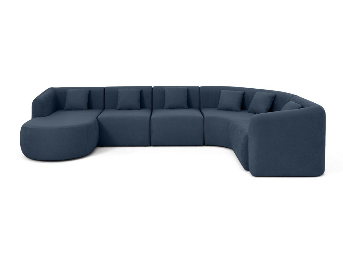 Canapé modulable d'angle gauche 6 places en tissu Ikare