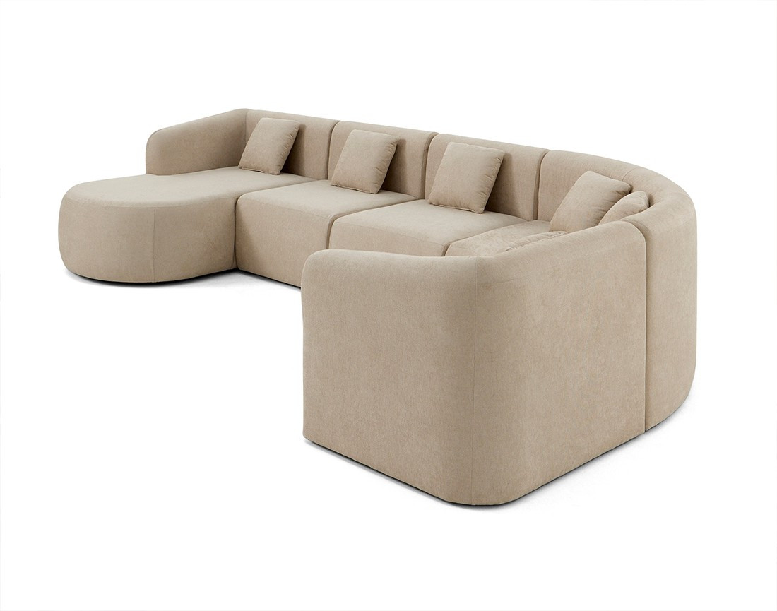 Canapé modulable d'angle gauche 6 places en tissu Ikare