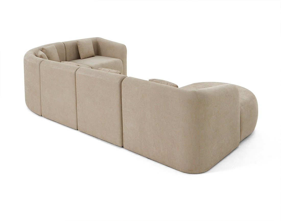 Canapé modulable d'angle gauche 6 places en tissu Ikare