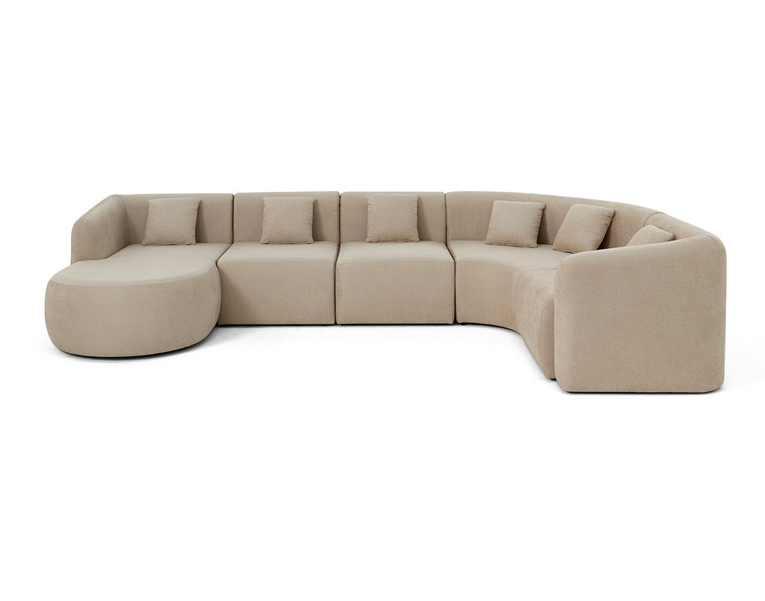 Canapé modulable d'angle gauche 6 places en tissu Ikare