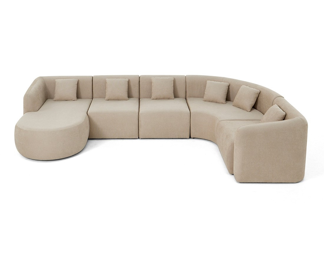Canapé modulable d'angle gauche 6 places en tissu Ikare
