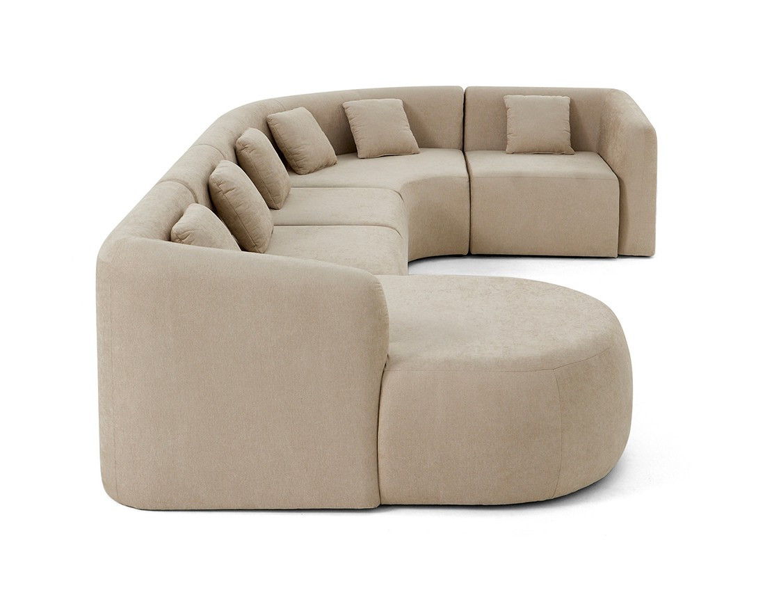 Canapé modulable d'angle gauche 6 places en tissu Ikare