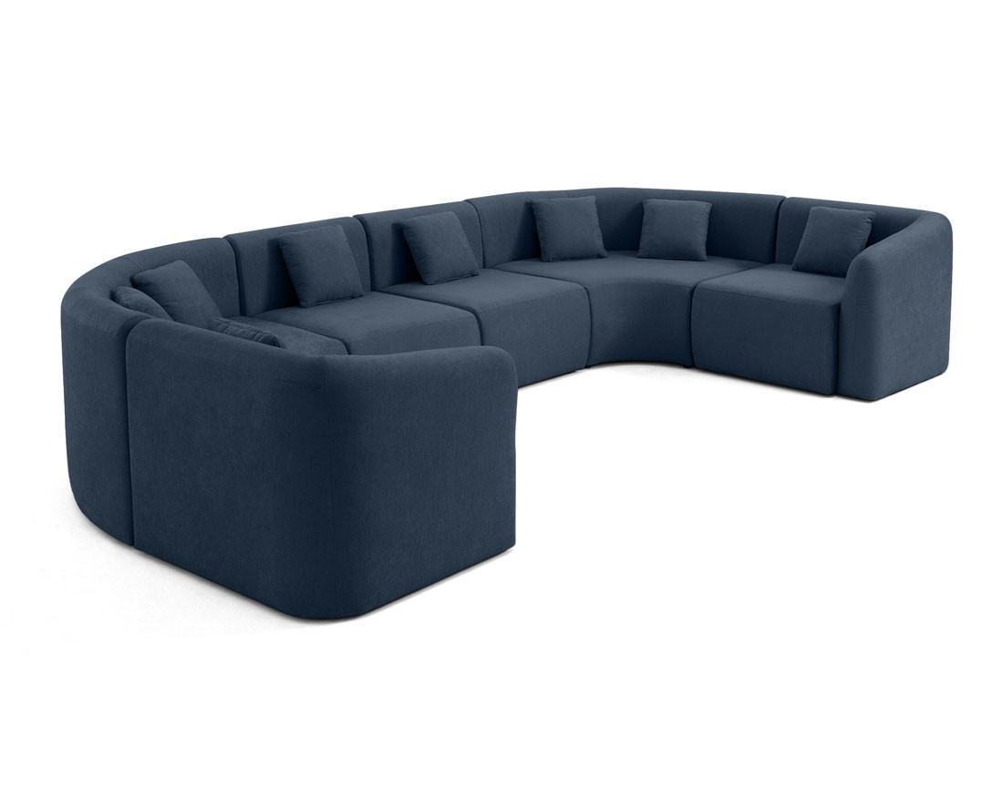 Canapé modulable panoramique 7 places en tissu Ikare