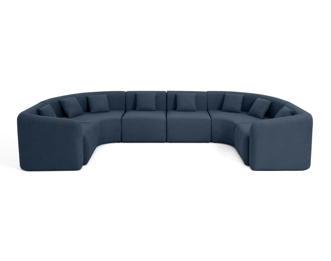 Canapé modulable panoramique 7 places en tissu Ikare