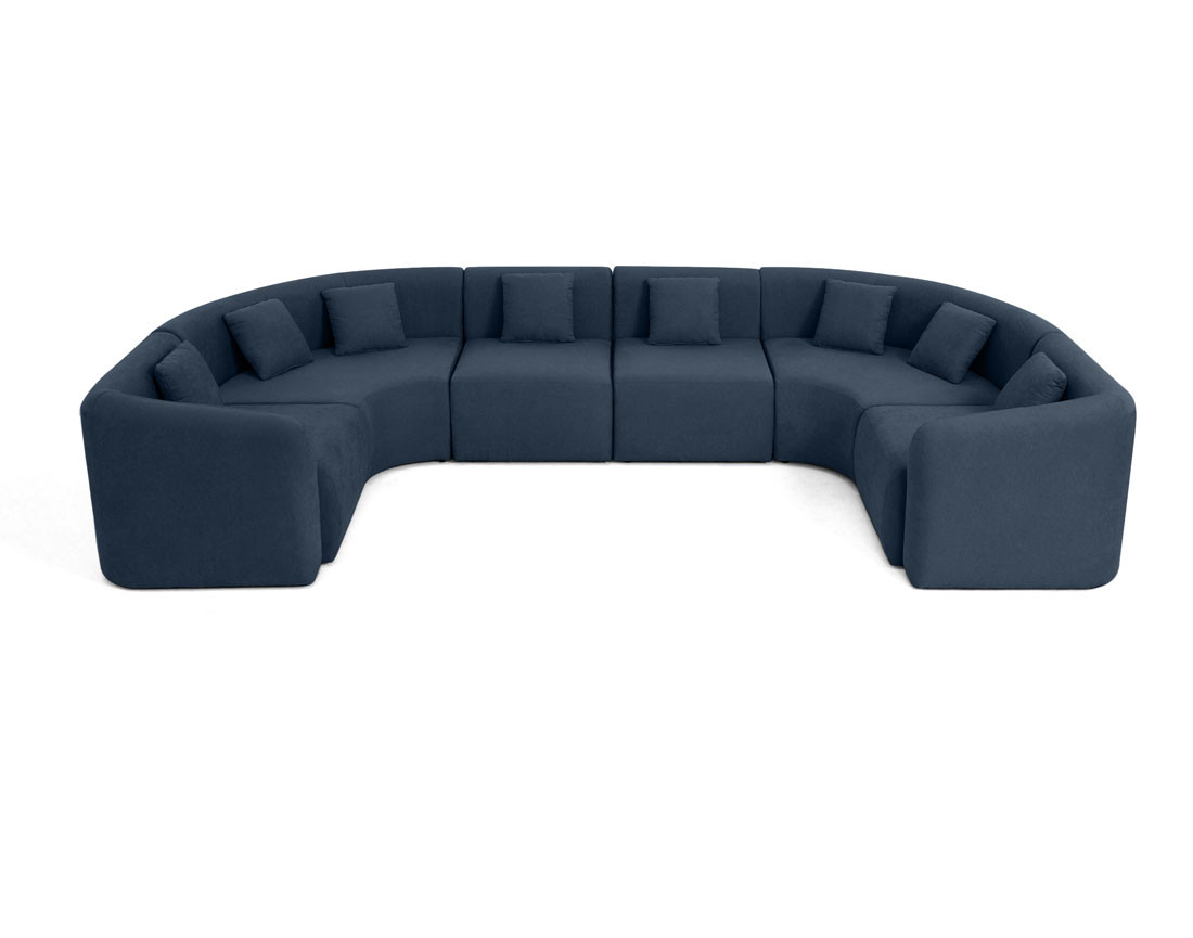 Canapé modulable panoramique 7 places en tissu Ikare