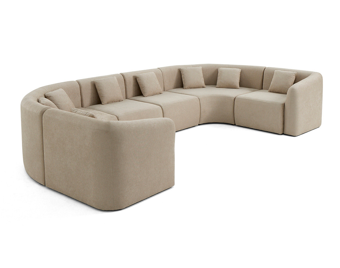 Canapé modulable panoramique 7 places en tissu Ikare