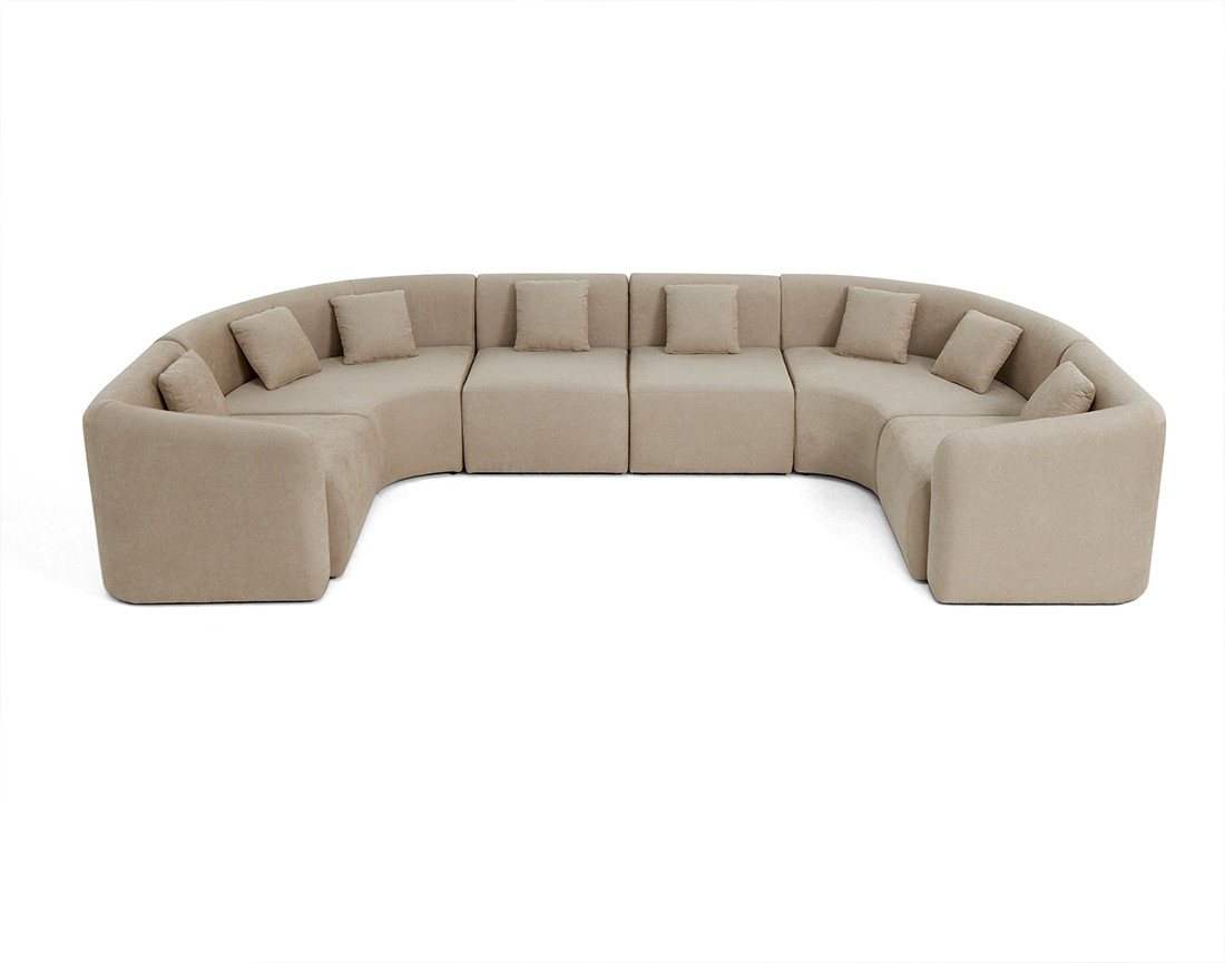 Canapé modulable panoramique 7 places en tissu Ikare