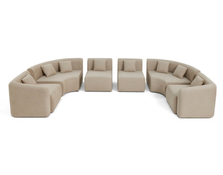 Canapé modulable panoramique 7 places en tissu Ikare