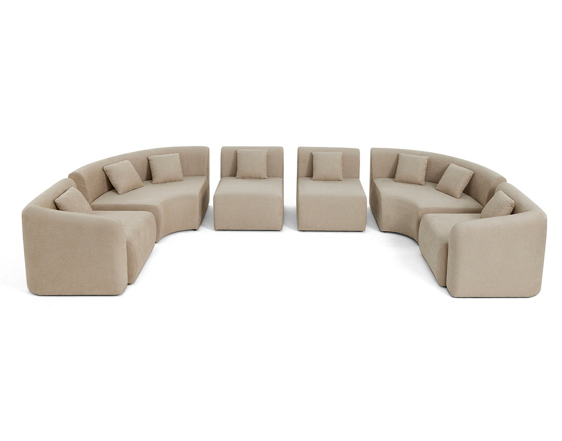 Canapé modulable panoramique 7 places en tissu Ikare
