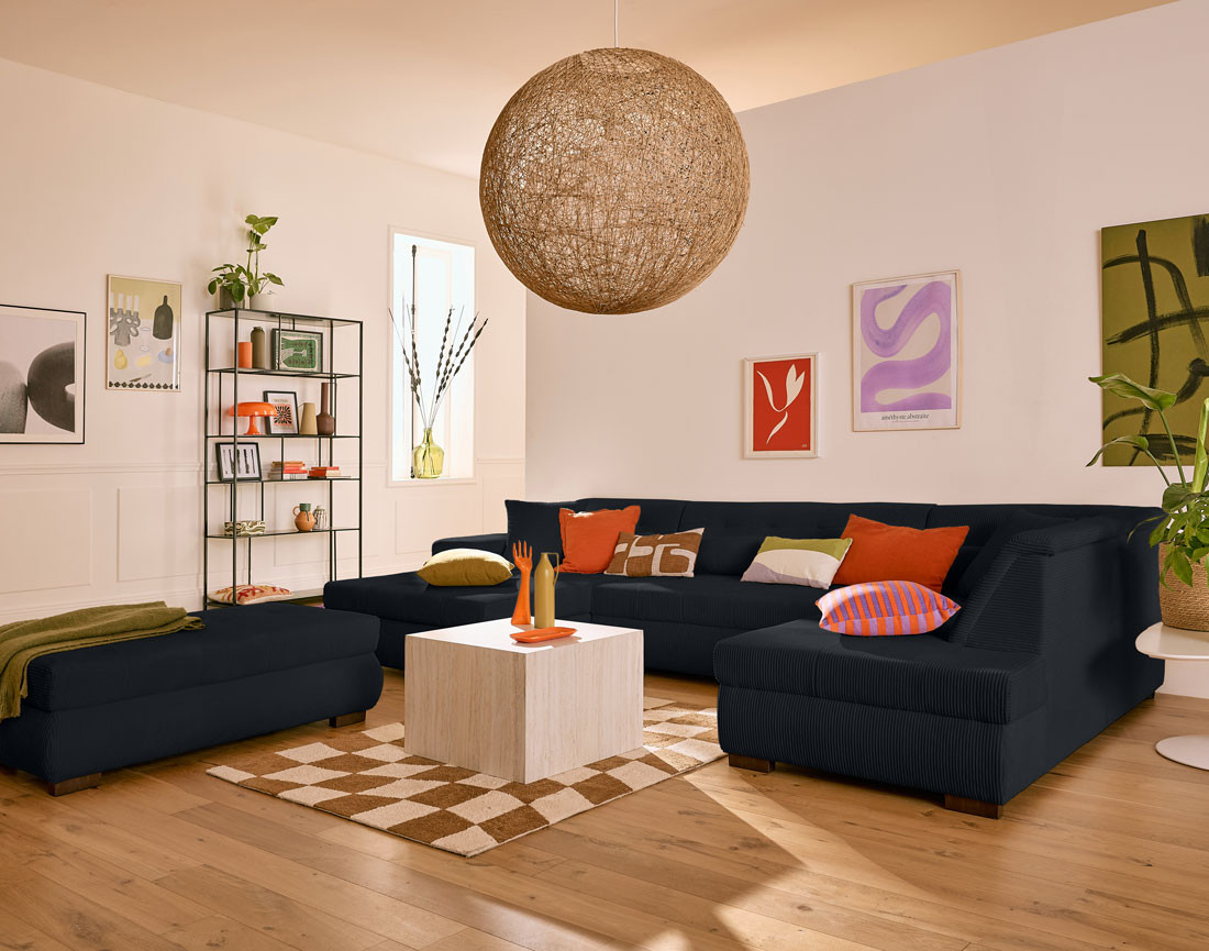 Pouf d'appoint en velours côtelé Vermont