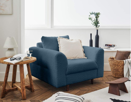 Fauteuil en tissu bouclette Rune