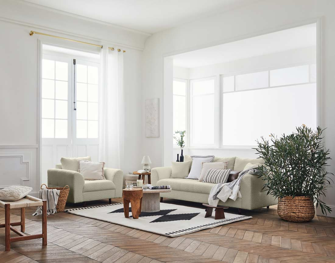 Fauteuil en tissu bouclette Rune