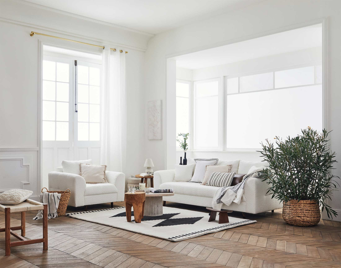 Fauteuil en tissu bouclette Rune