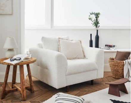 Fauteuil en tissu bouclette Rune