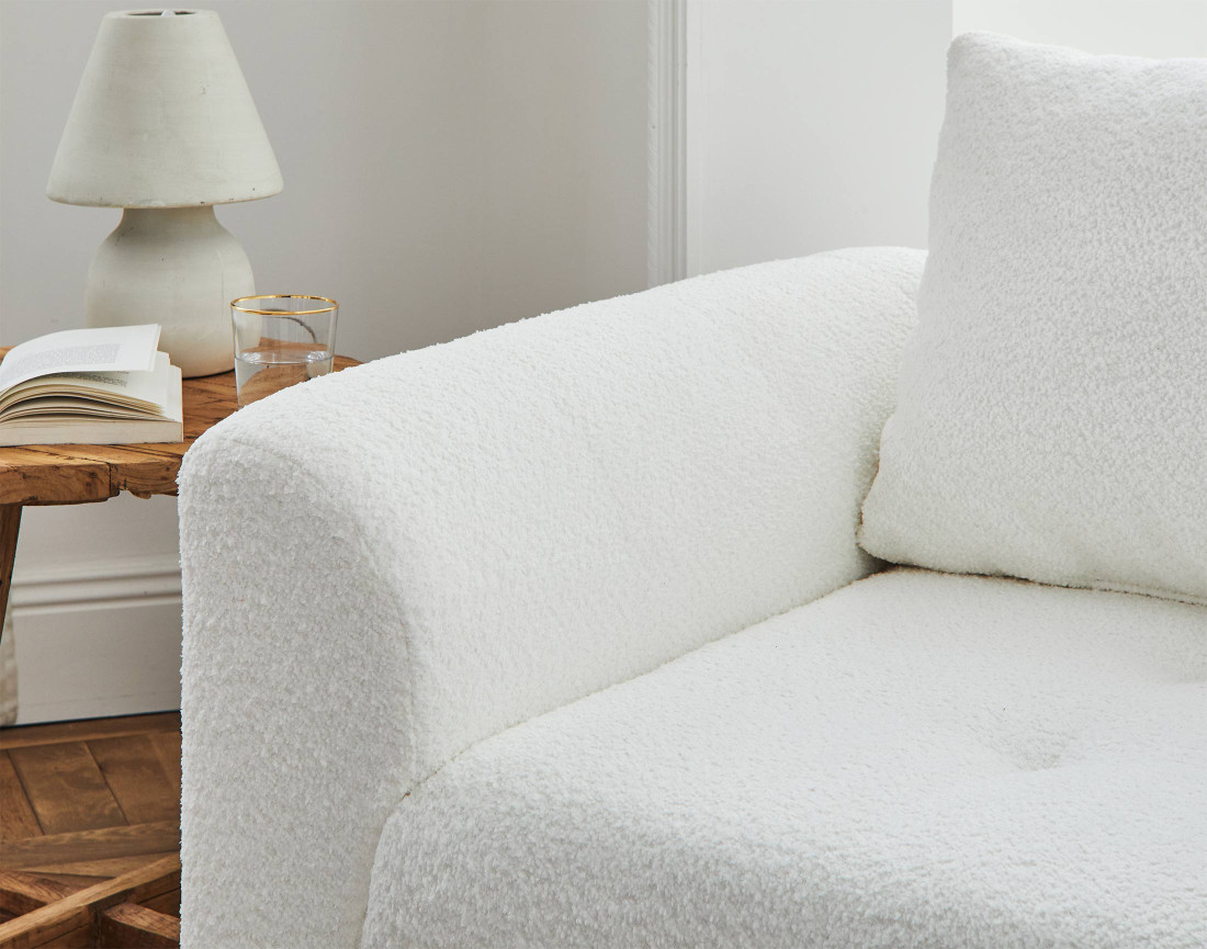 Fauteuil en tissu bouclette Rune