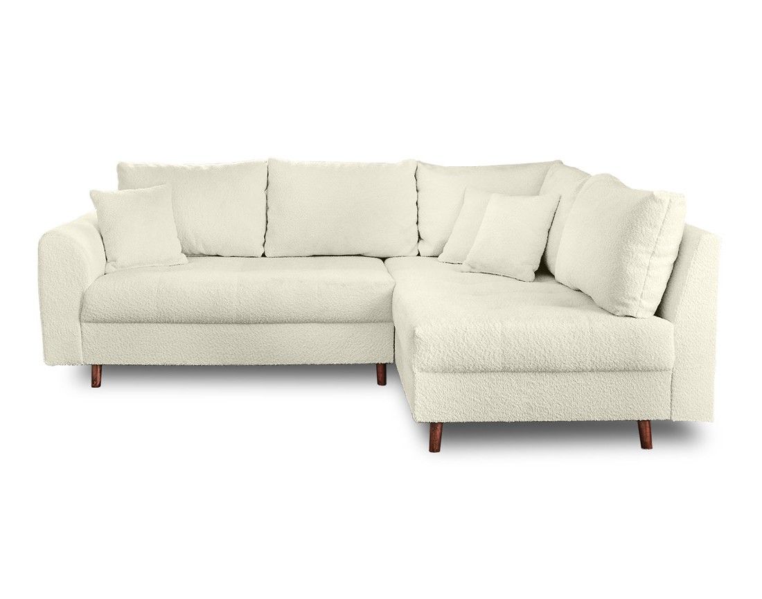 Rune - canapé d'angle droit - 4 places - avec pouf d'appoint - en tissu bouclette Lisa Design
