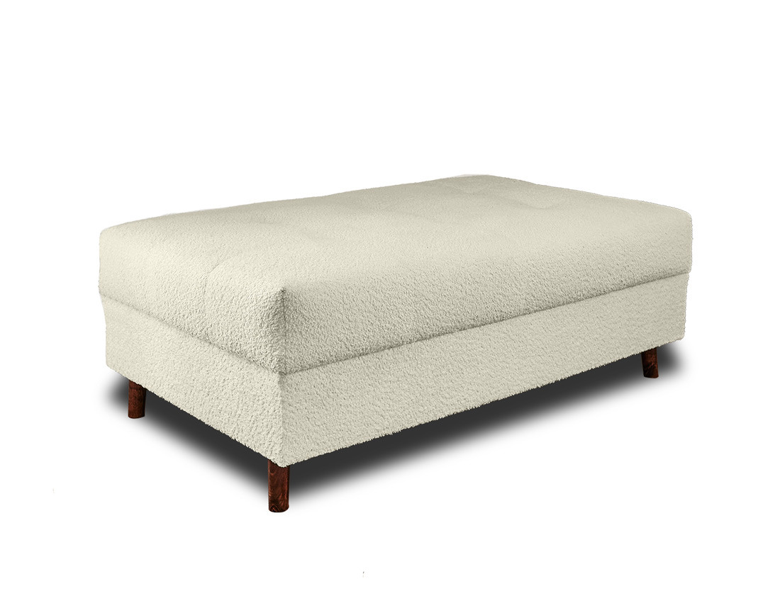 Canapé d'angle droit 4 places avec pouf d'appoint en tissu bouclette Rune