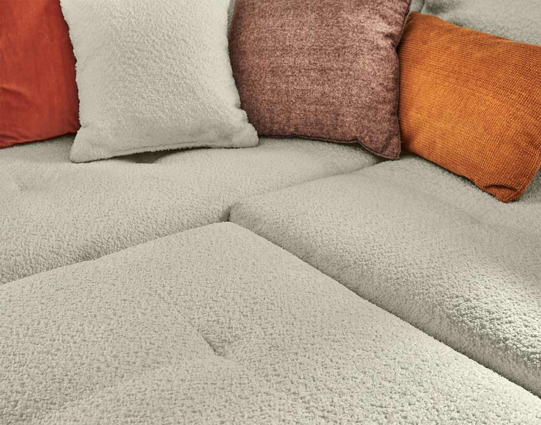 Rune - canapé d'angle gauche - 4 places - avec pouf d'appoint - en tissu bouclette Lisa Design