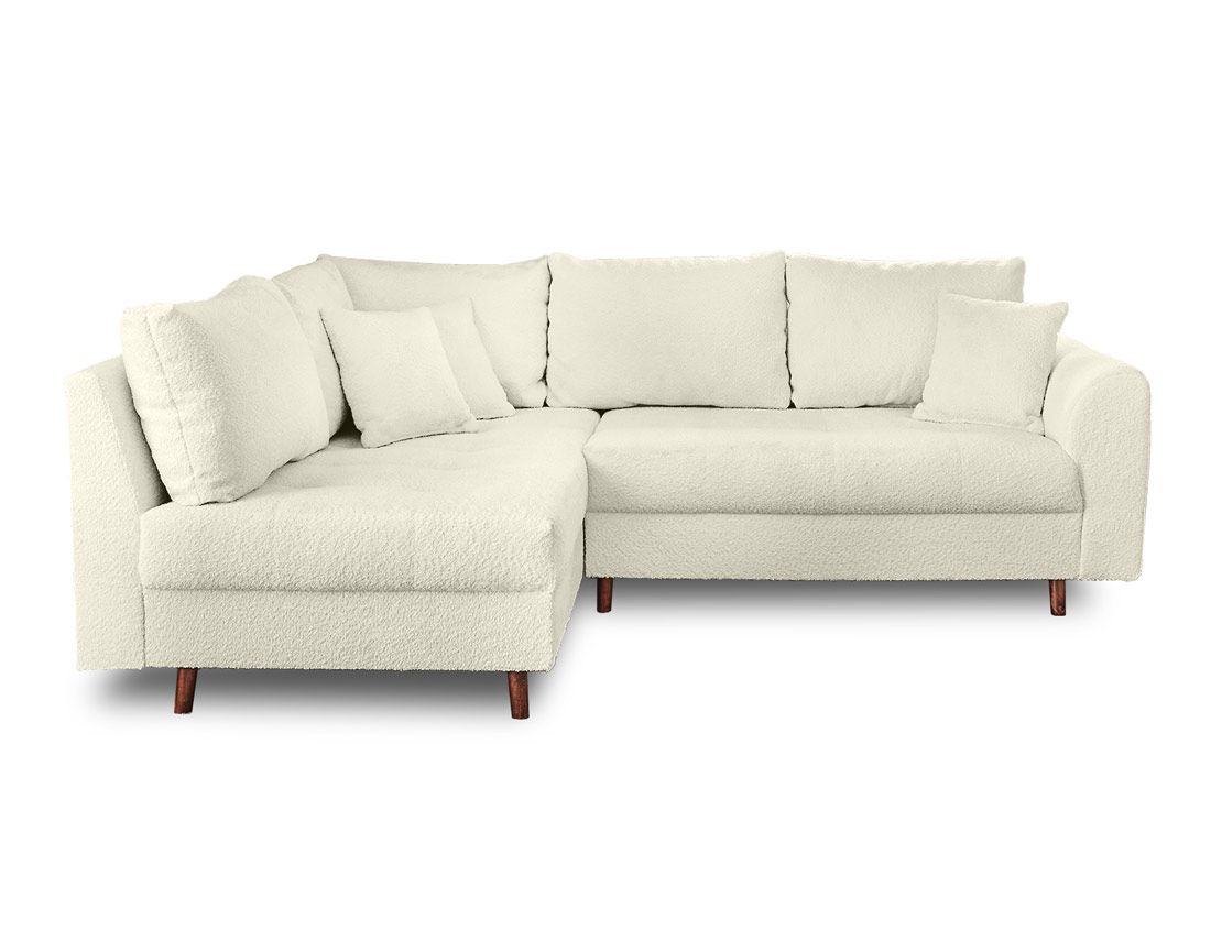 Rune - canapé d'angle gauche - 4 places - avec pouf d'appoint - en tissu bouclette Lisa Design