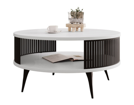Table basse blanc et noir 1 niche 75 cm Forini