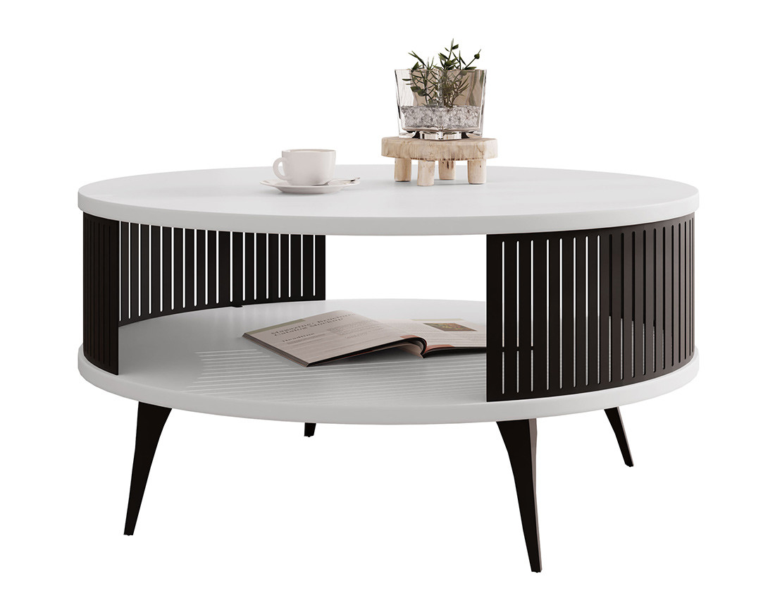 Table basse blanc et noir 1 niche 75 cm Forini